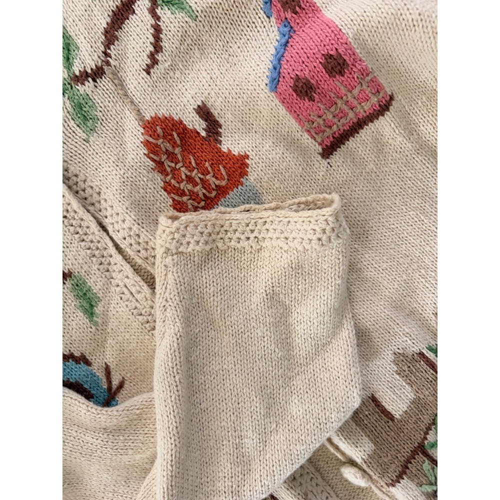 Vintage Orvis Birdhouse Garden Embroidered Cardigan Sweater - Picture 5 of 7